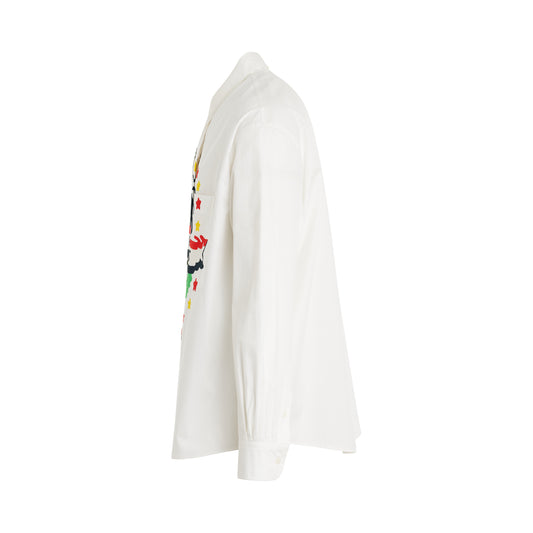 Kenzo Drawn Varsity Tie Shirt in White