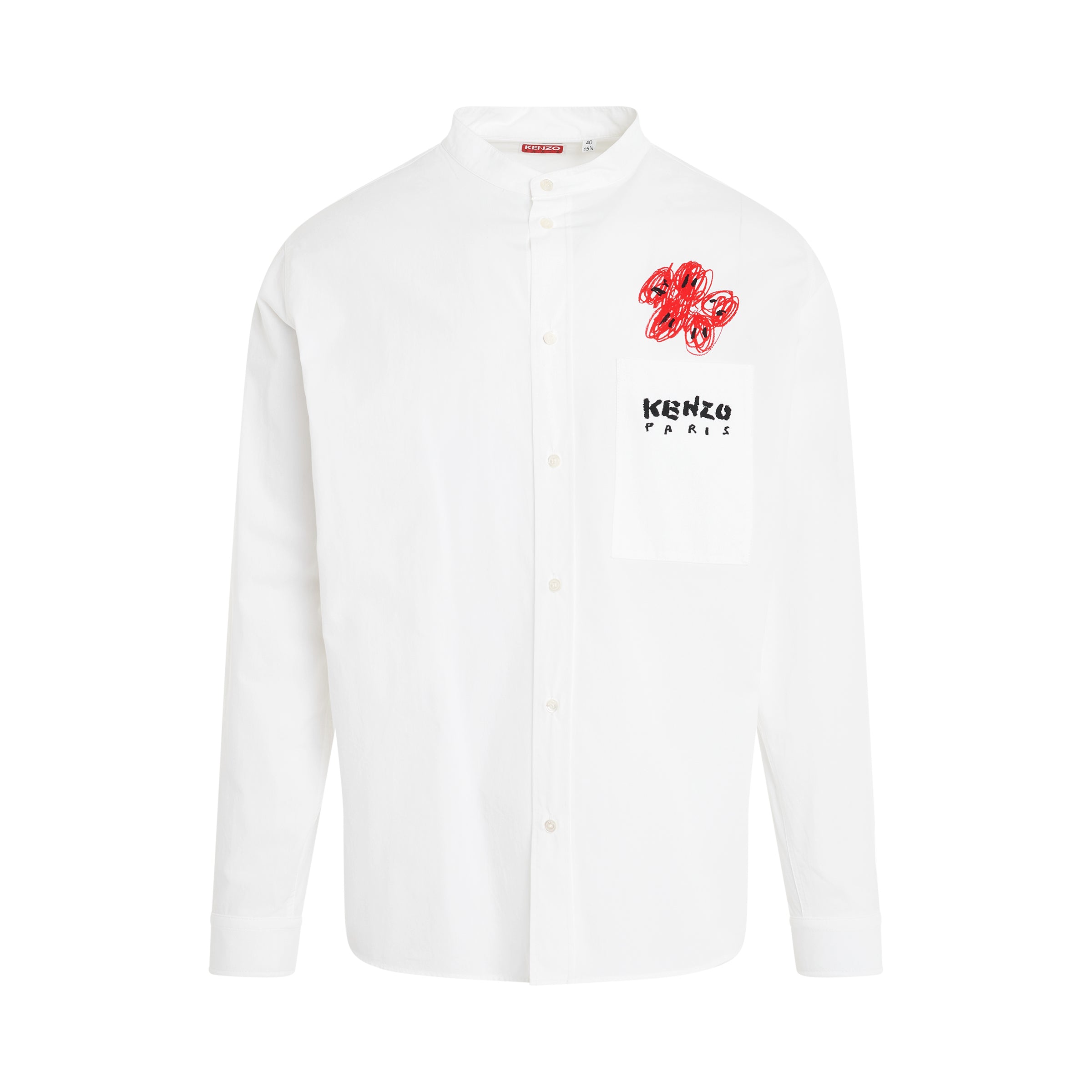 Kenzo Drawn Varsity Dress Shirt in White