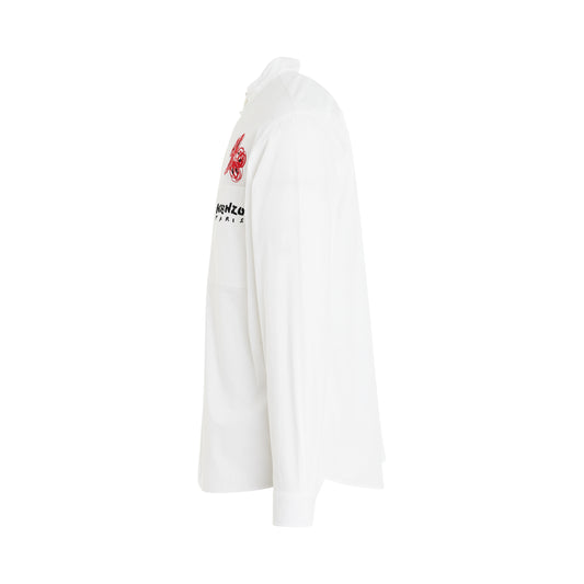 Kenzo Drawn Varsity Dress Shirt in White