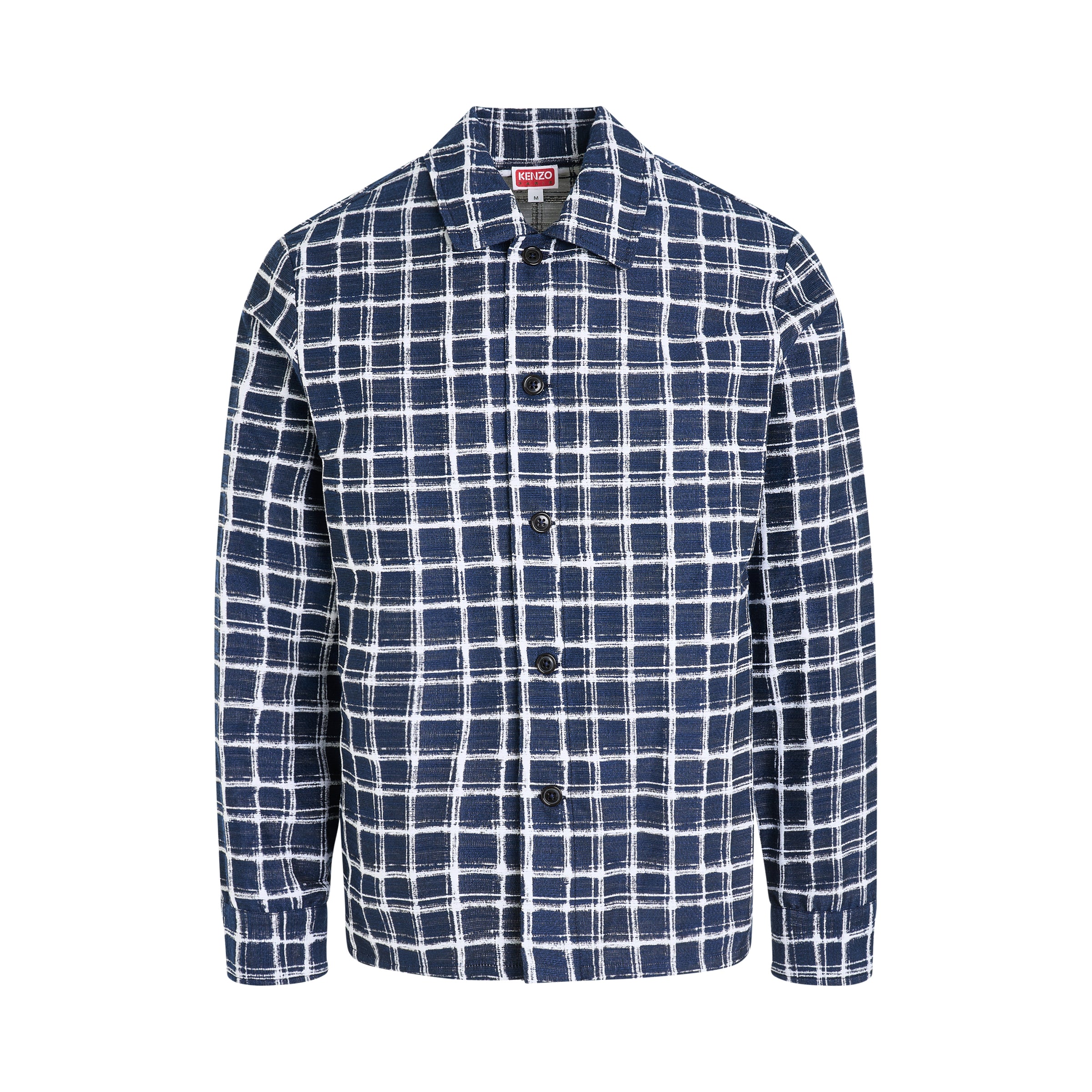 Kenzo Check Jacquard Overshirt in Midnight Blue