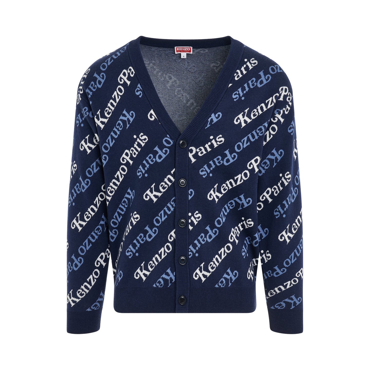 Kenzo By Verdy All-Over Logo Cardigan in Midnight Blue