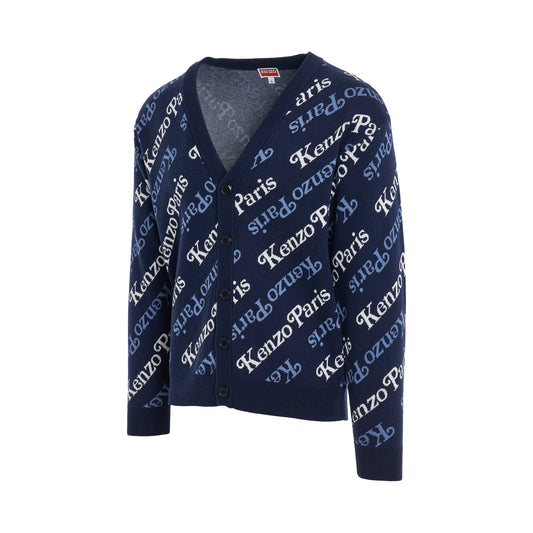 Kenzo By Verdy All-Over Logo Cardigan in Midnight Blue