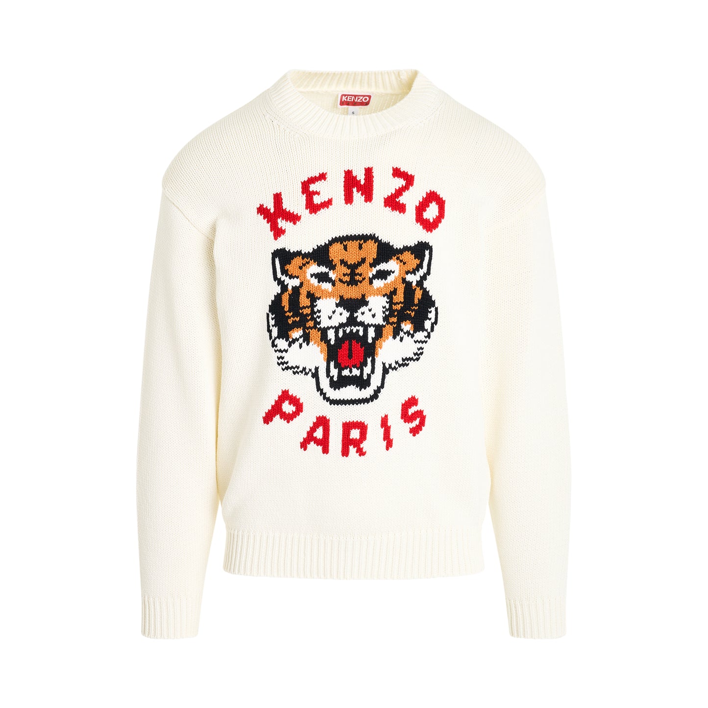 Kenzo Lucky Tiger Knit Sweater in Off White