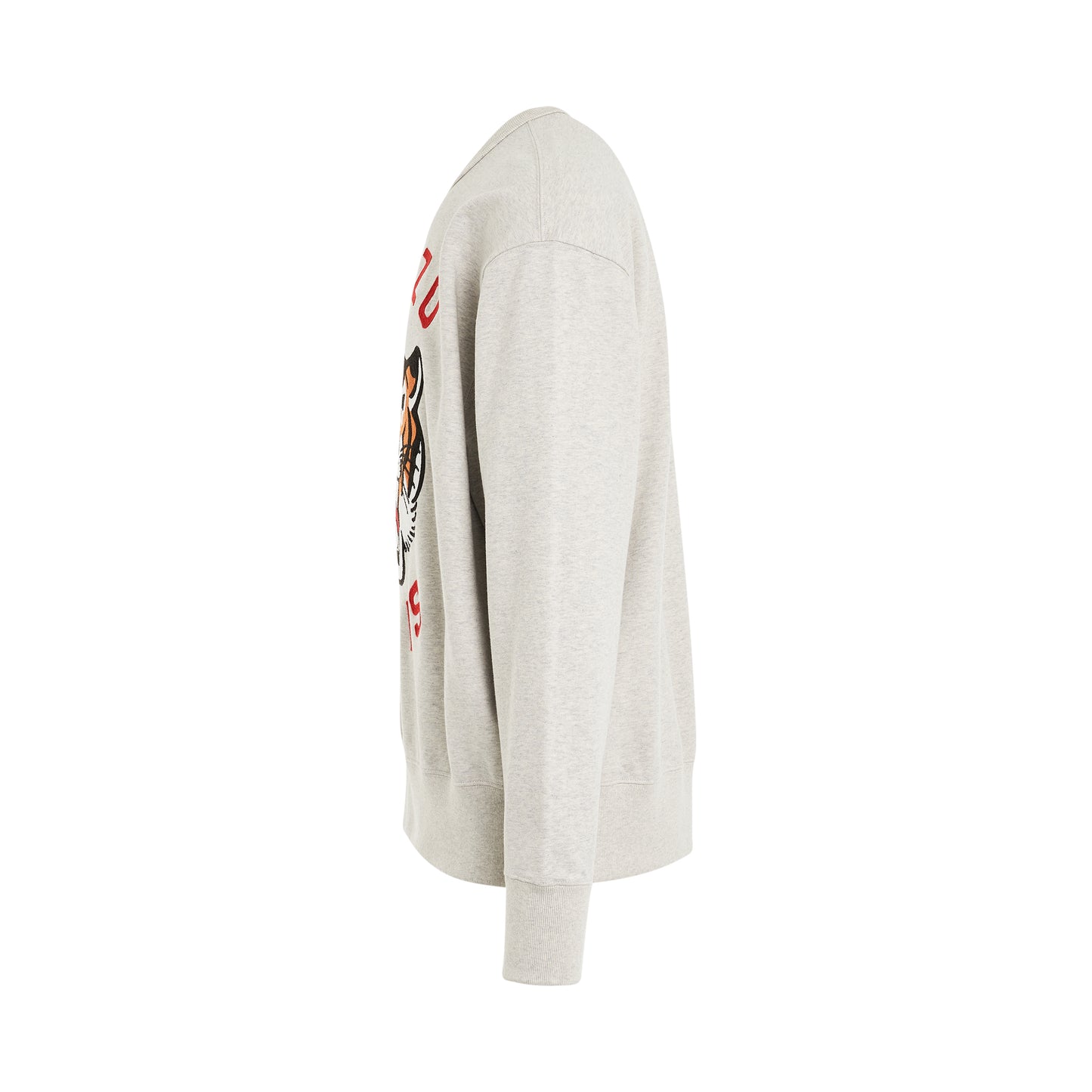 Lucky Tiger Oversized Sweatshirt in Pale Grey