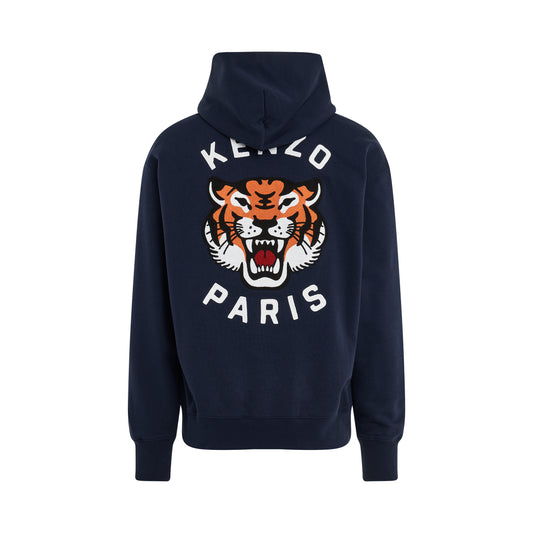 Lucky Tiger Oversized Hoodie in Midnight Blue