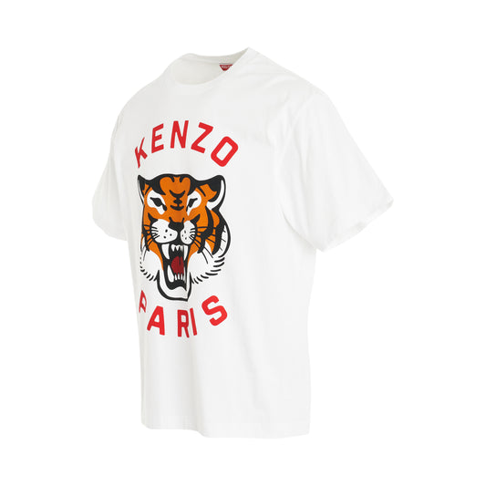 Lucky Tiger Oversized T-Shirt in Off White