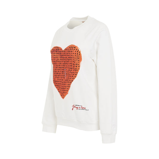 Heart-Printed Sweatshirt in White