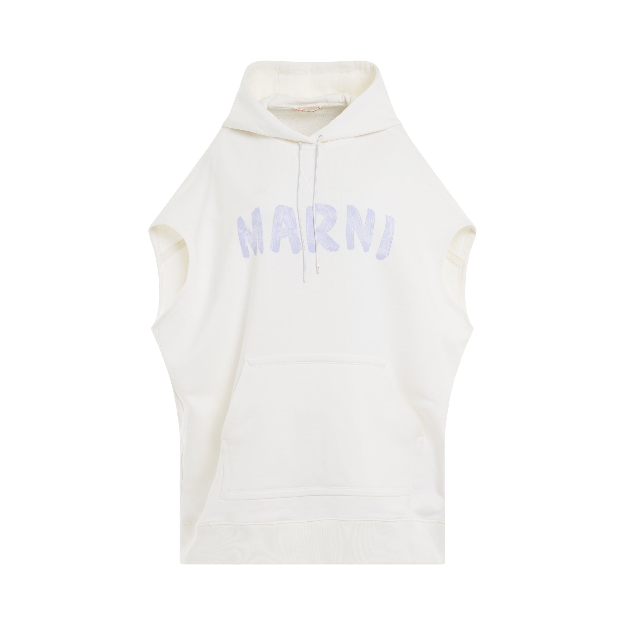 Sleeveless Logo Hoodie in Stone White