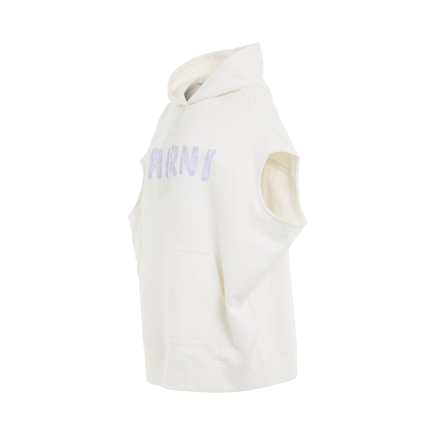 Sleeveless Logo Hoodie in Stone White