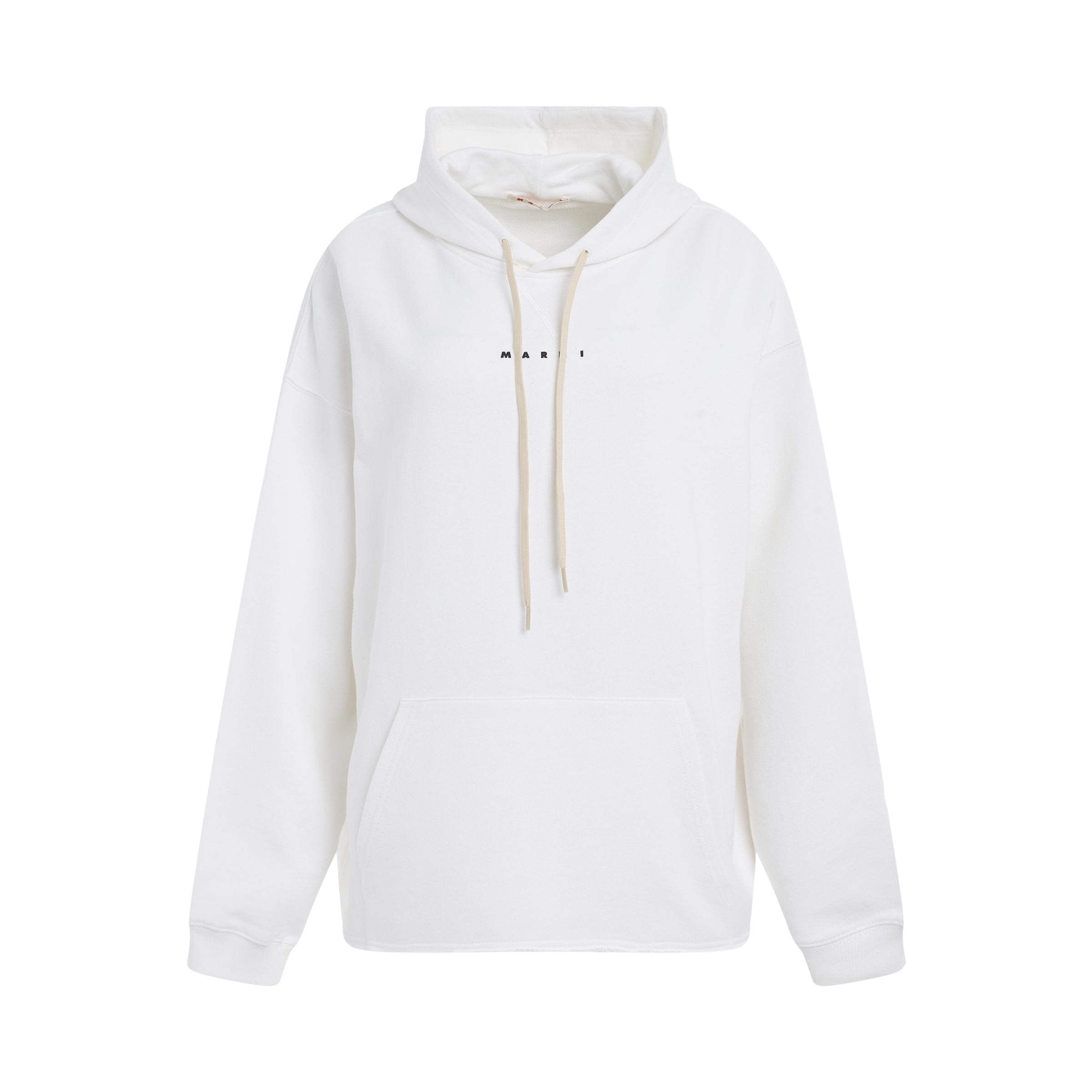 Logo Detail Hoodie in Stone White