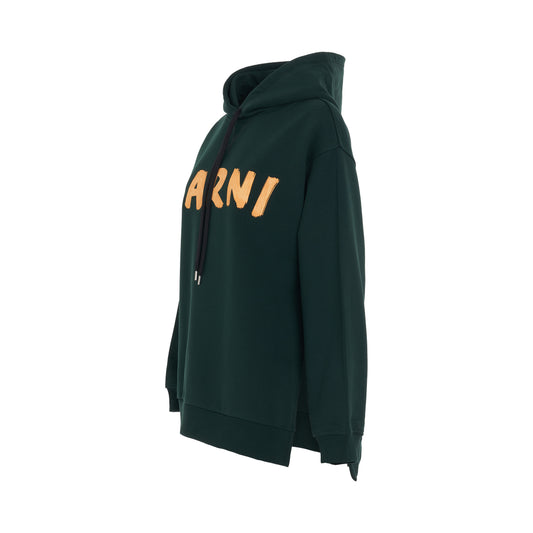 Logo Printed Hoodie in Spherical Green