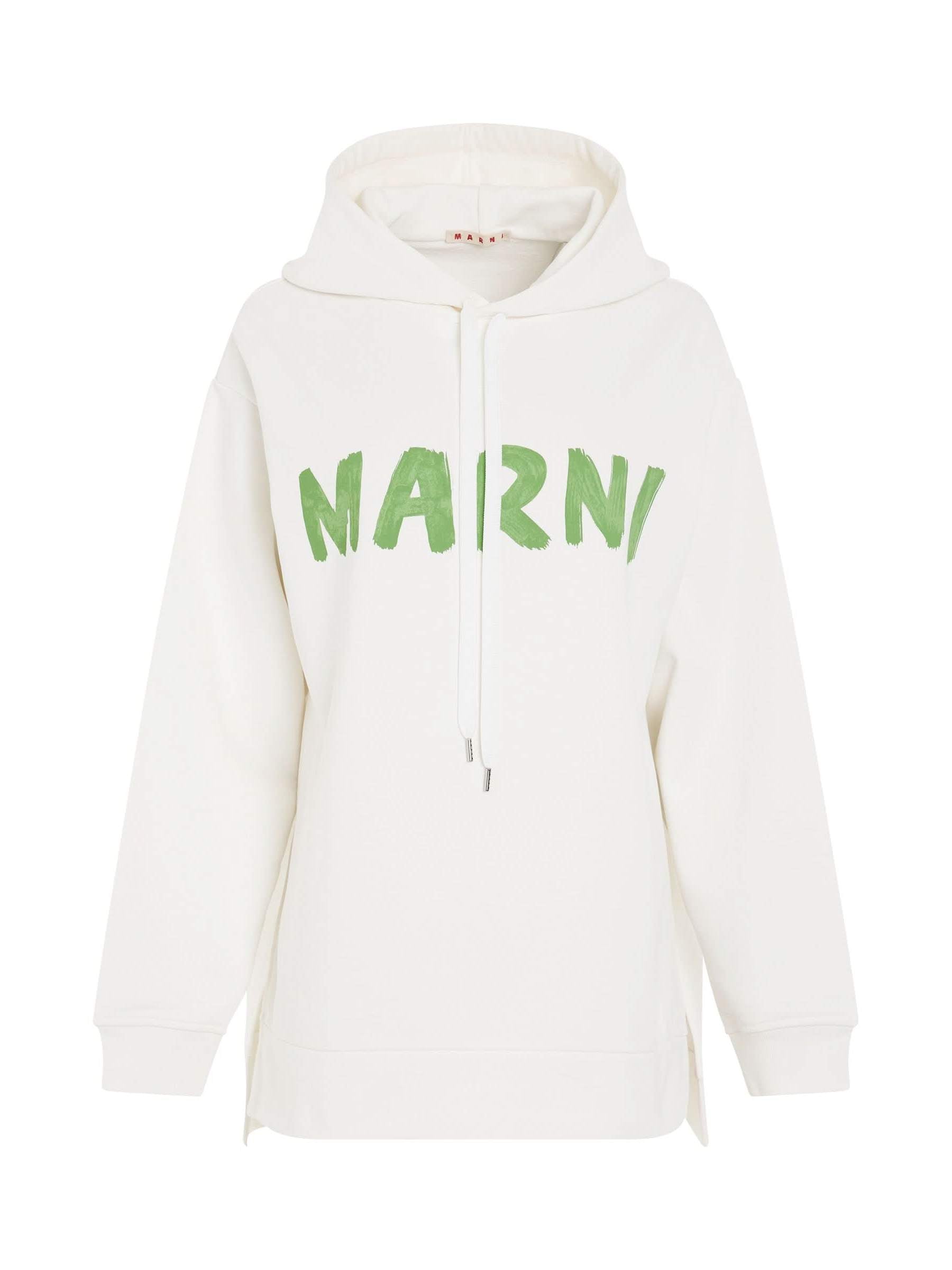 Logo Printed Hoodie in White
