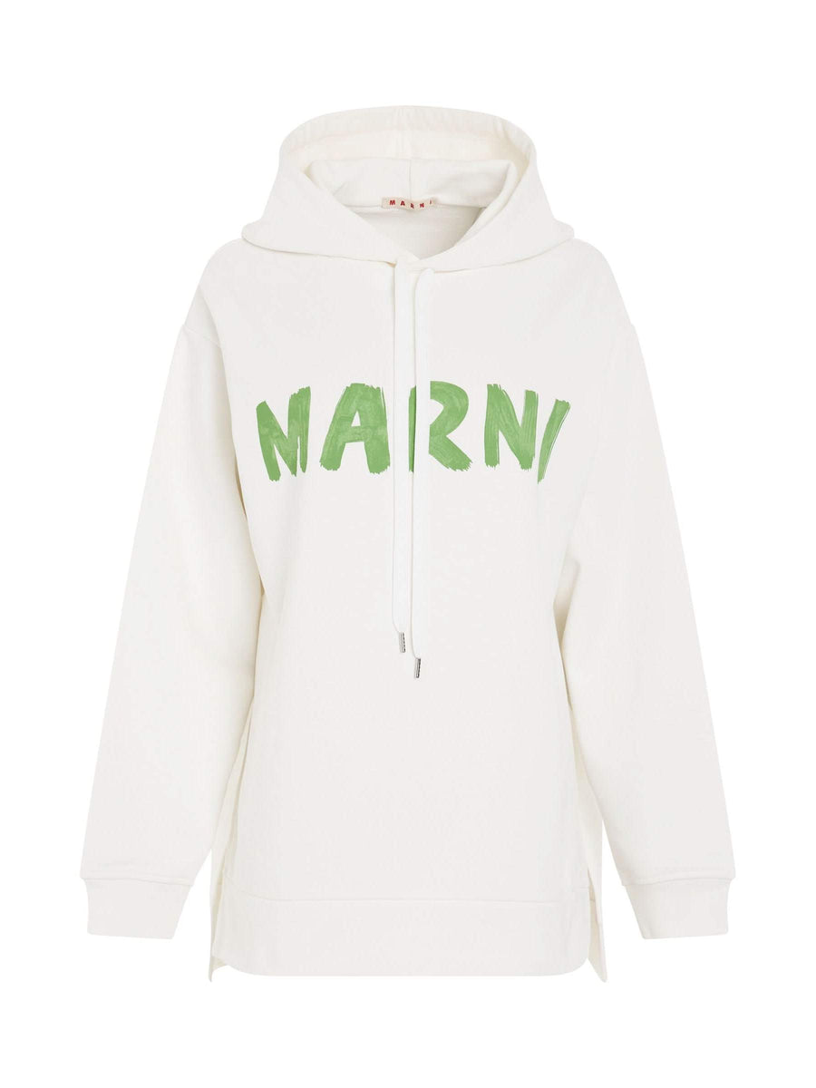 Logo Printed Hoodie in White