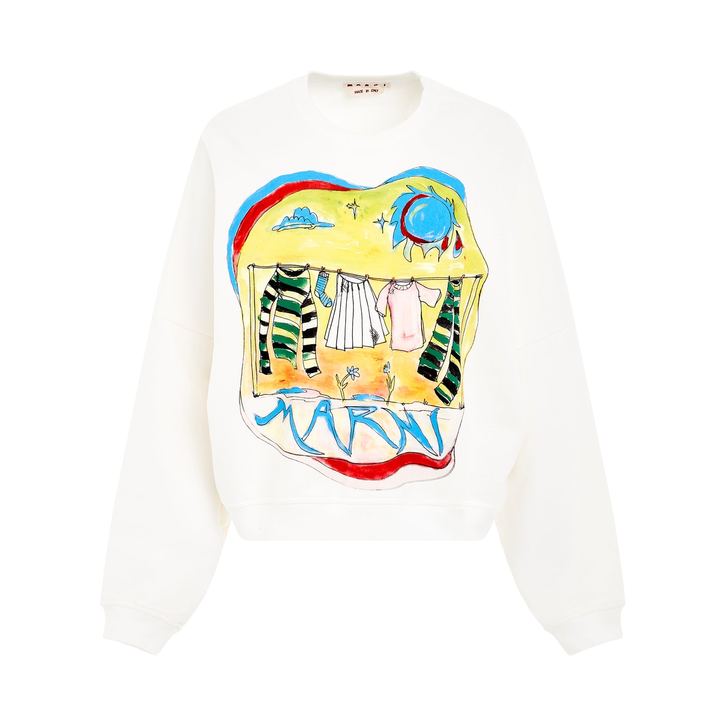 Sun Dry Print Sweatshirt in White