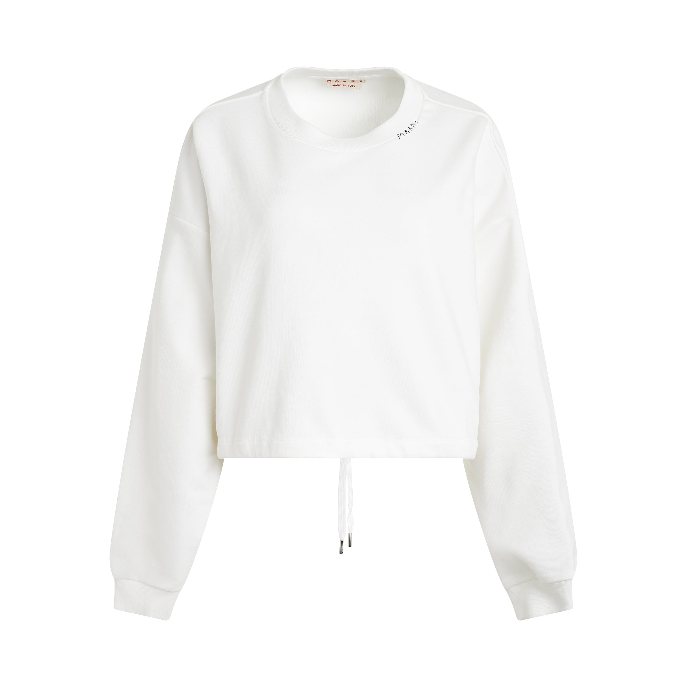 Boxy Neck Logo Sweatshirt in White