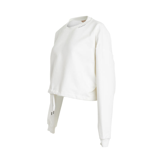 Boxy Neck Logo Sweatshirt in White