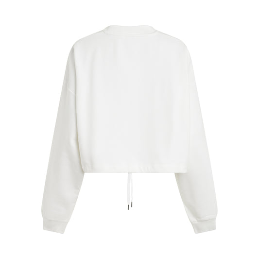 Boxy Neck Logo Sweatshirt in White