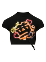 Doublet Japanese Fan-Service Neon Paint T-Shirt in Black