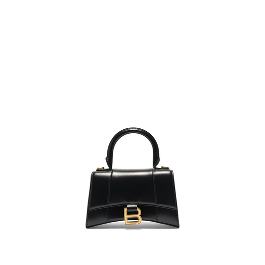 Hourglass XS Handbag in Box Calfskin in Black