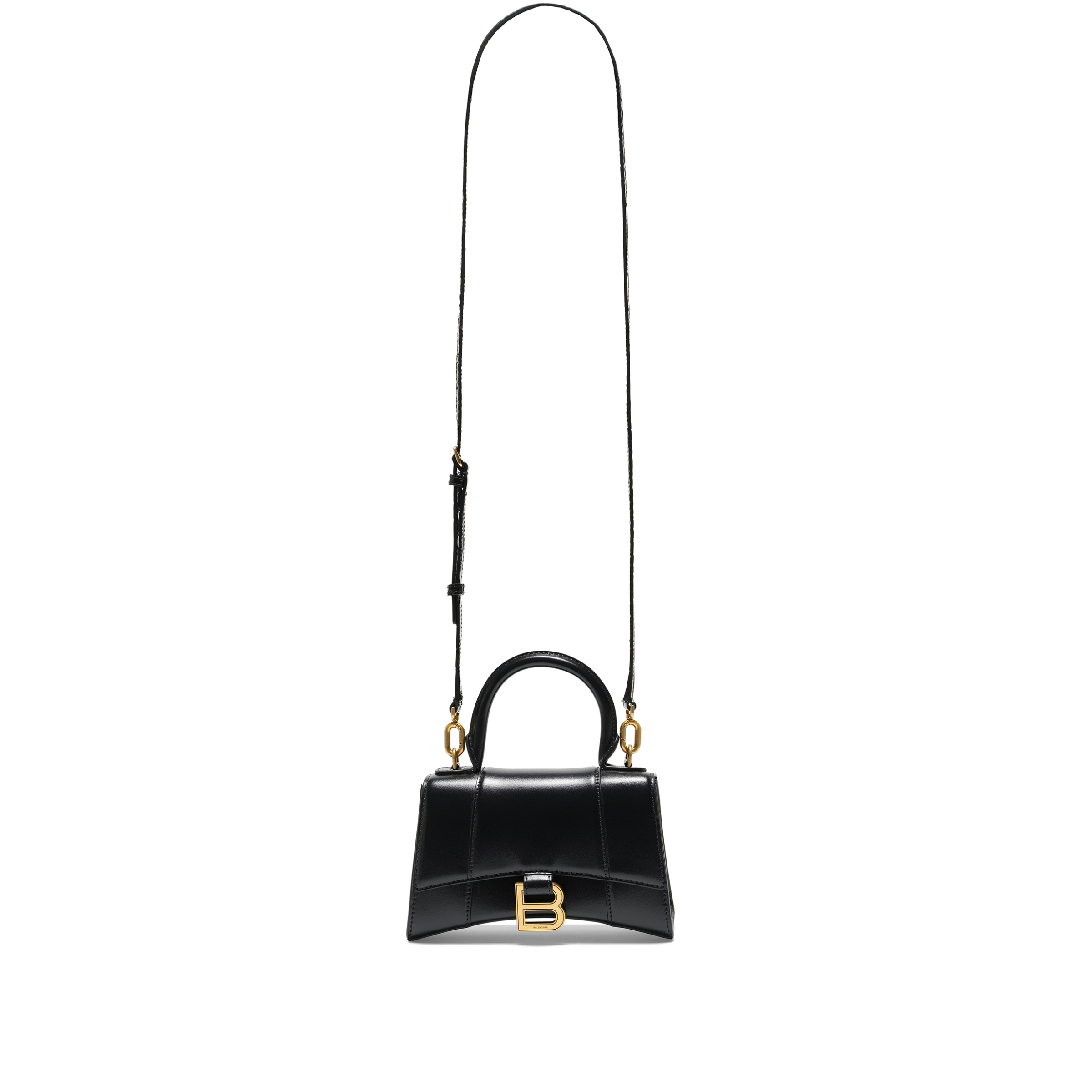 Hourglass XS Handbag in Box Calfskin in Black