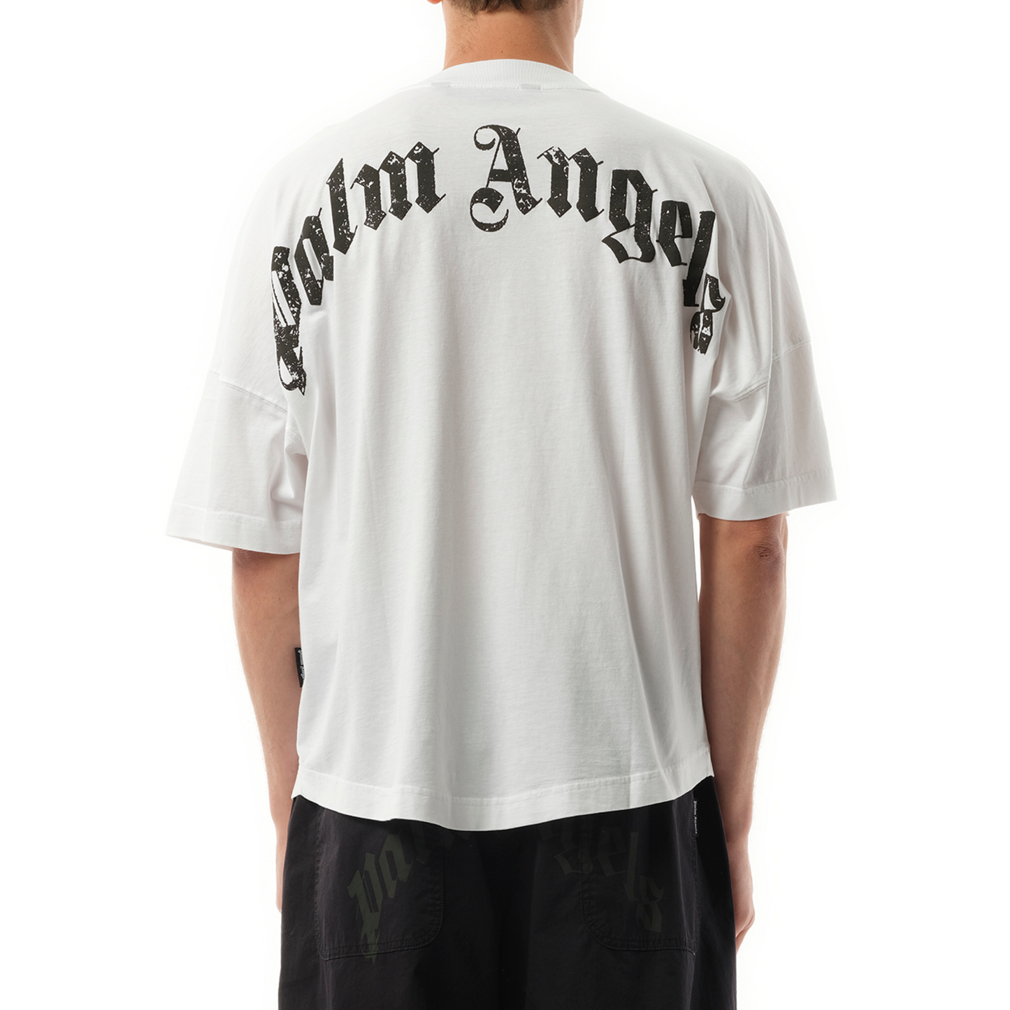 Back Curved Logo Over T-Shirt in Off White/Black