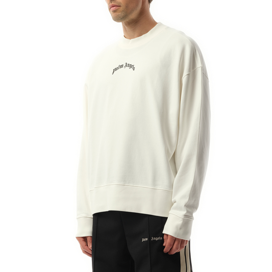 Back Curved Logo Sweatshirt in Off White/Black