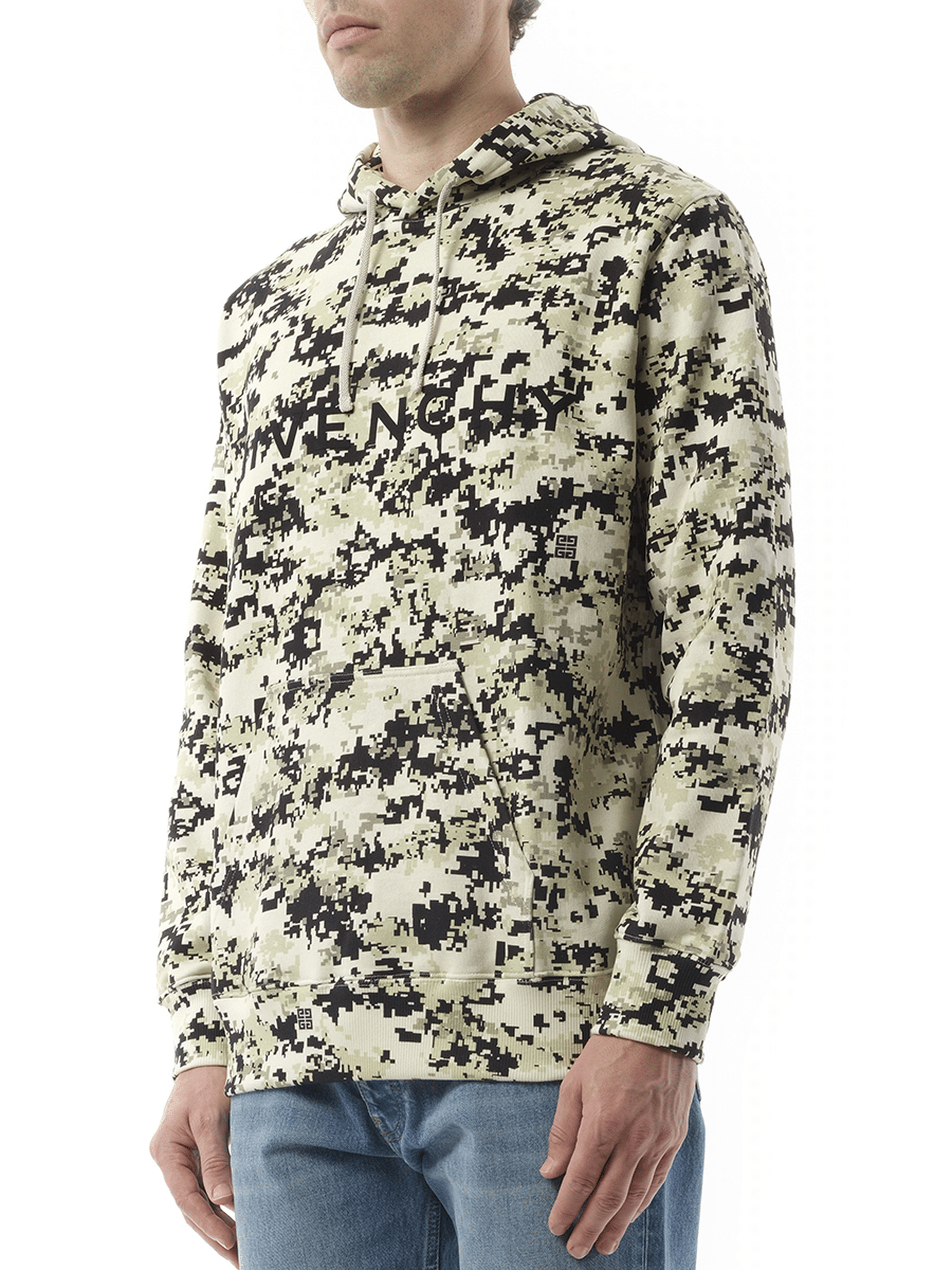 Givenchy Camo All Over Hoodie in Pearl Beige/Black