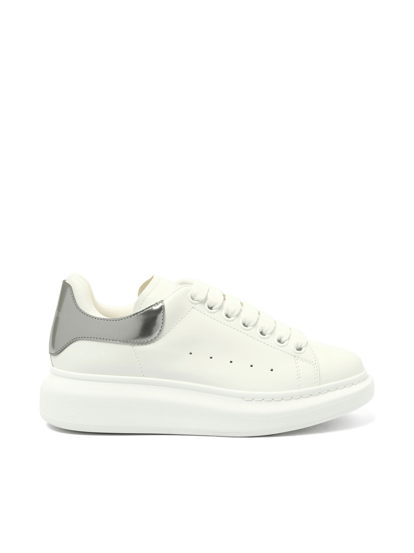 Larry Oversized Heel Sneaker in White/Silver