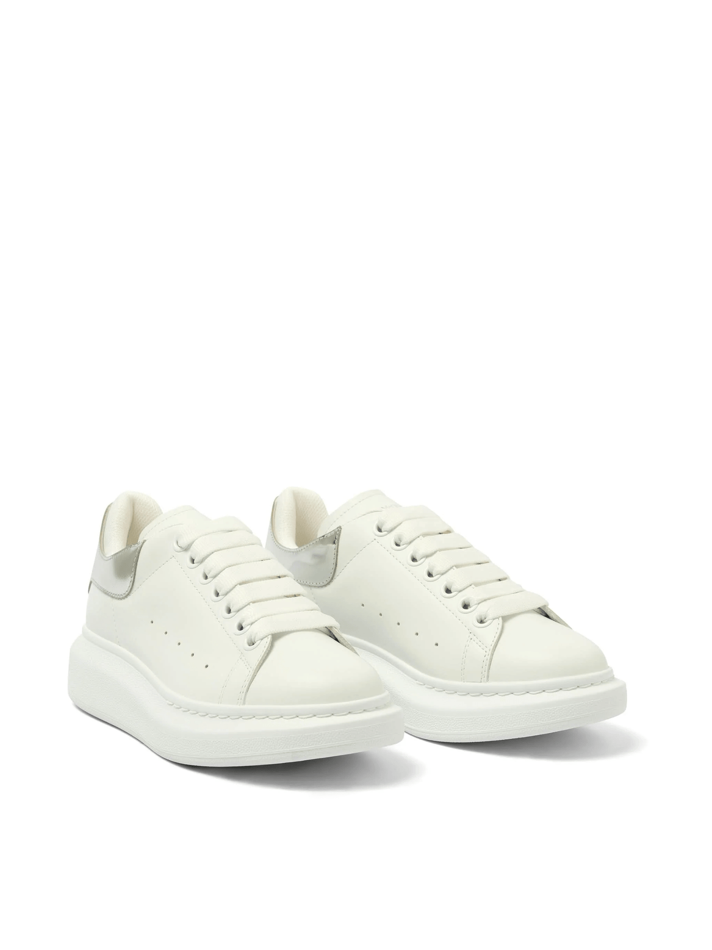 Larry Oversized Heel Sneaker in White/Silver