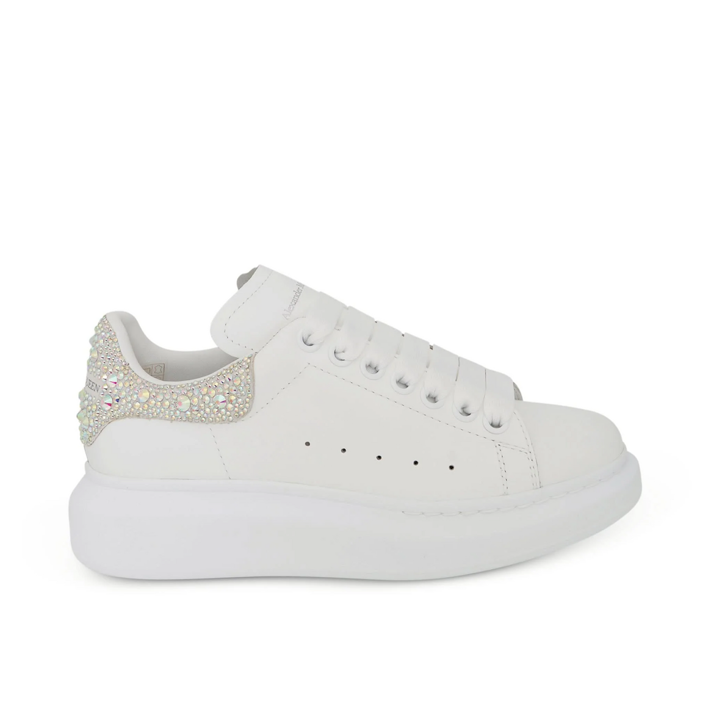 Larry Oversized Heel Sneaker in White/Crystal