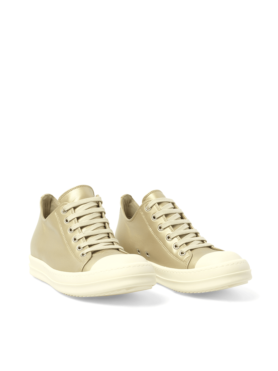 Low Sneaks in Gold/Milk/Milk Front View | RICK OWENS