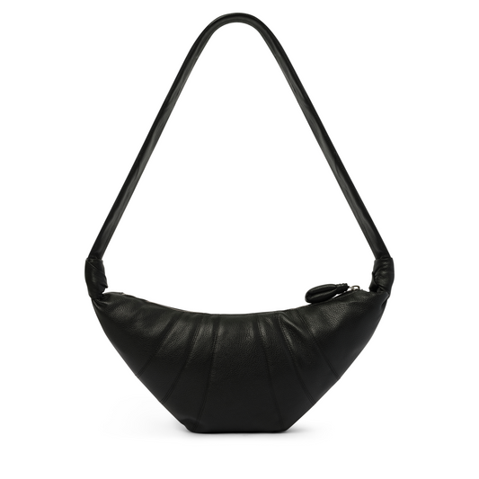 Cowhide Medium Croissant Bag in Black