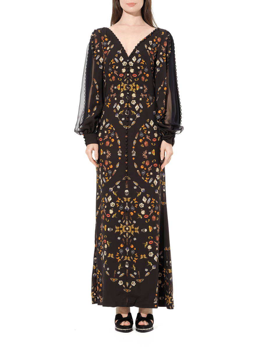 Long Sleeve Silk Dress in Black