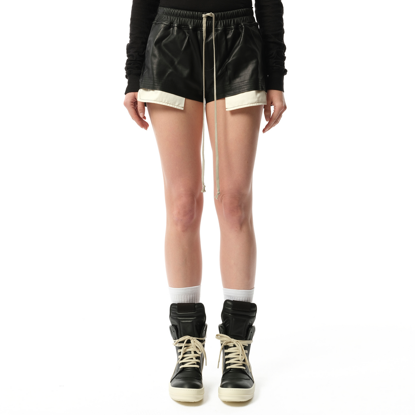 Lamb Leather FOG Boxer Shorts in Black