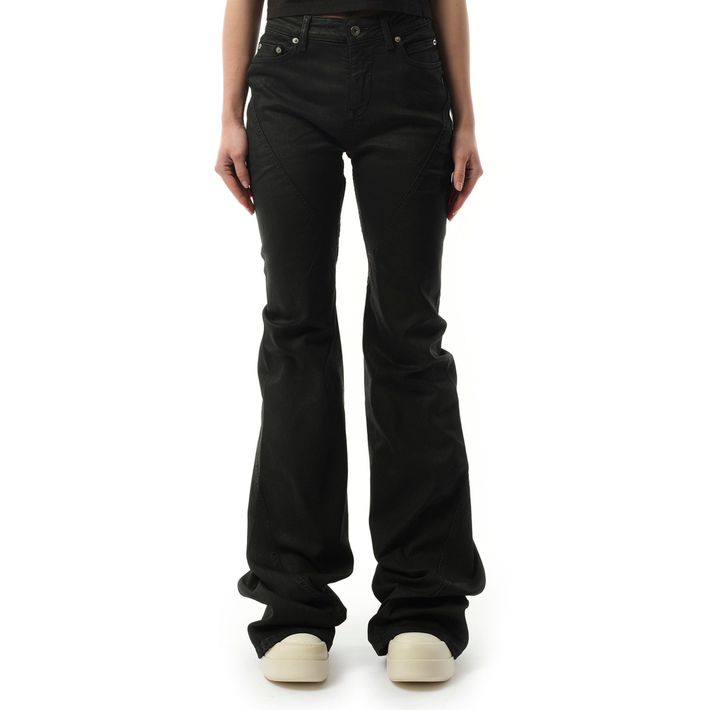 Bias Bootcut Denim Pants in Black Wax