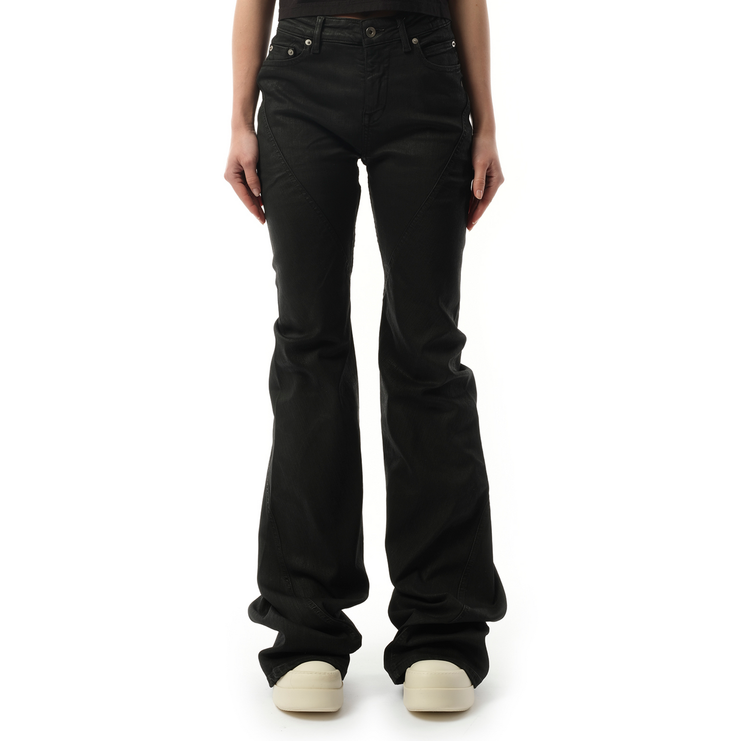 Bias Bootcut Denim Pants in Black Wax