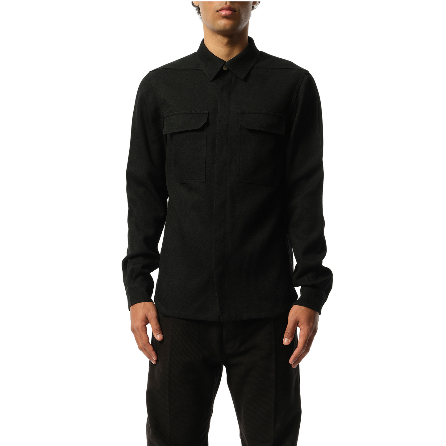 Wool Drill Outer Shirt in Black