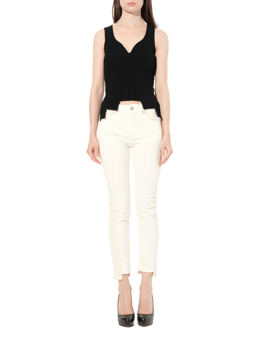 Patch Denim Pants in Ecru
