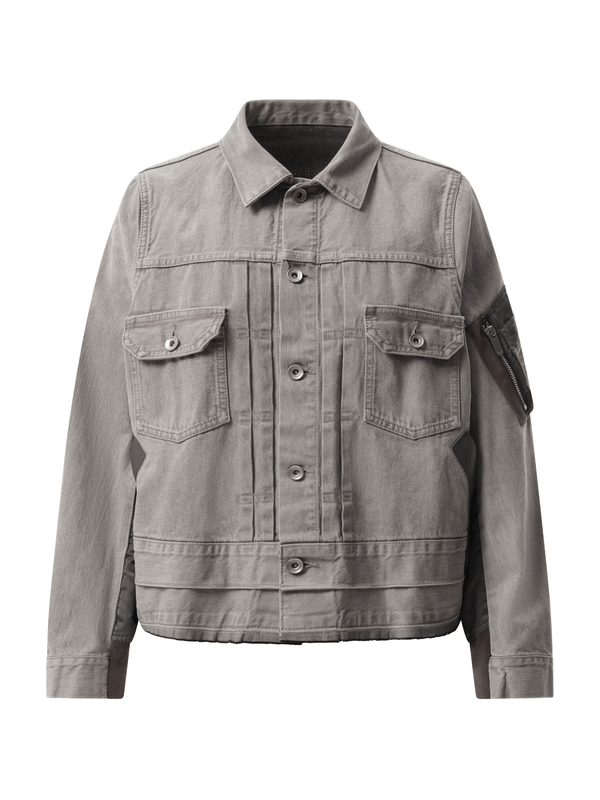 Sacai Denim x Nylon Twill Jacket in Gray