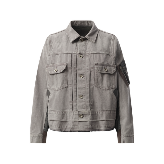 Denim x Nylon Twill Jacket in Gray