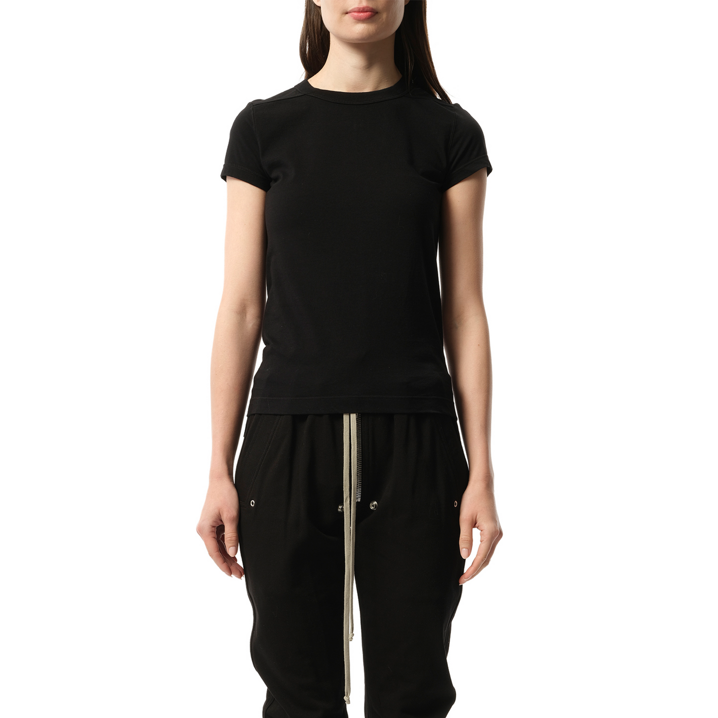 Cotton Jersey Cropped Level T-Shirt in Black