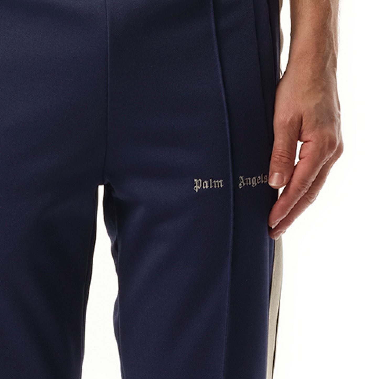 Logo Track Pants in Navy Blue/Off White