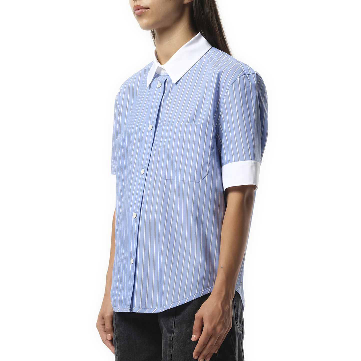 Short Stripe Shirt in Blue China