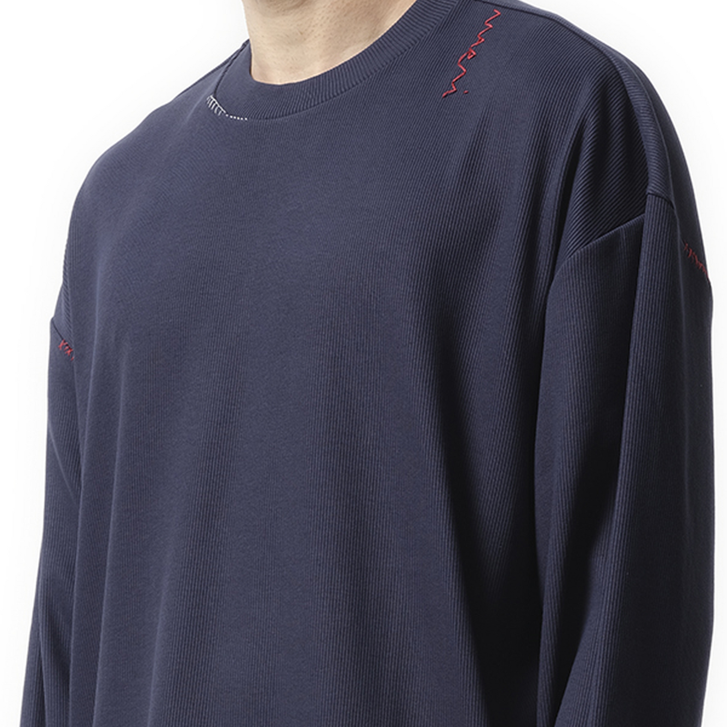 Embroidered Long Sleeve T-Shirt in Blue China