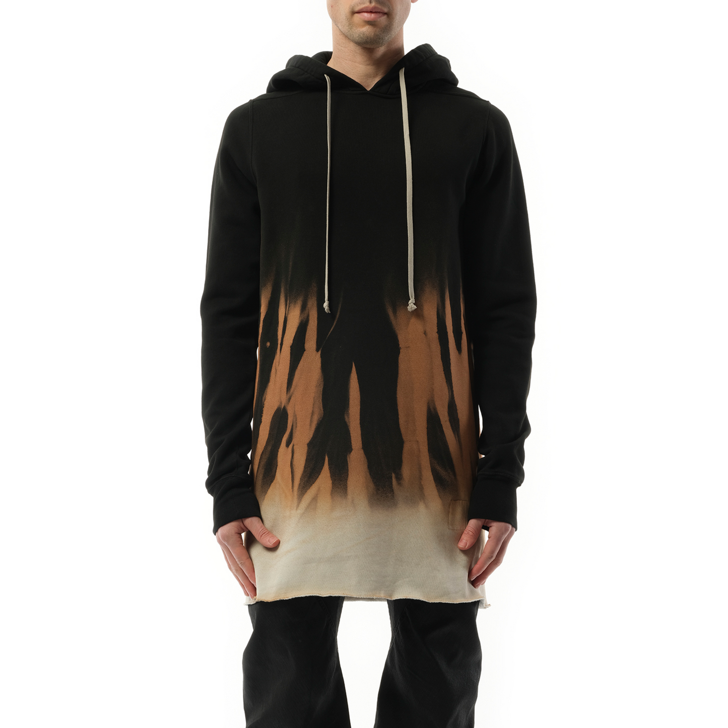 Drawstring Hoodie in Black/Terra