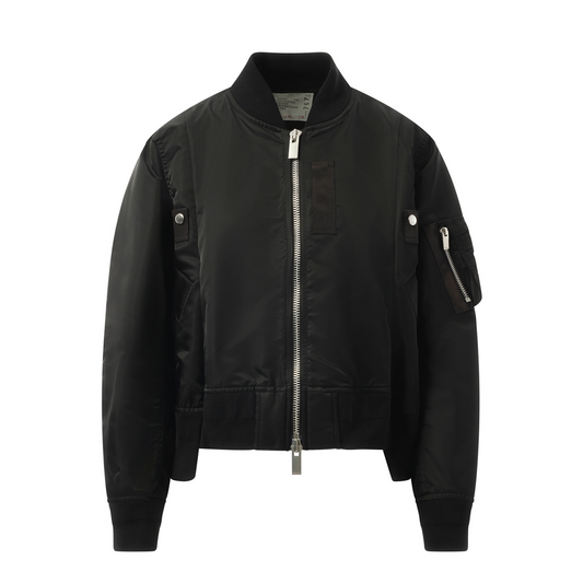 Nylon Twill Zip Blouson in Black