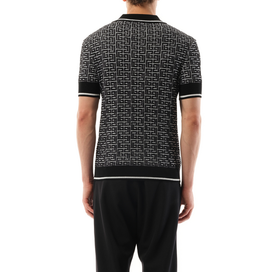 Monogram Vanise Knit Polo in White/Black