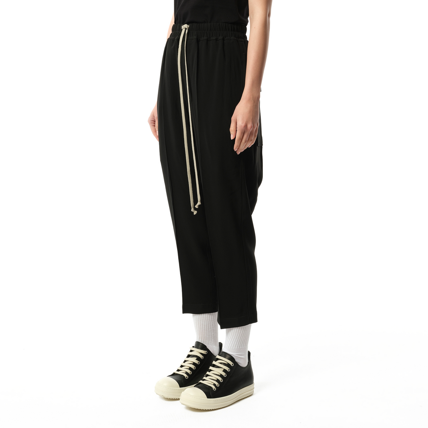 Heavy Cady Cropped Drawstring Astaires Pants in Black