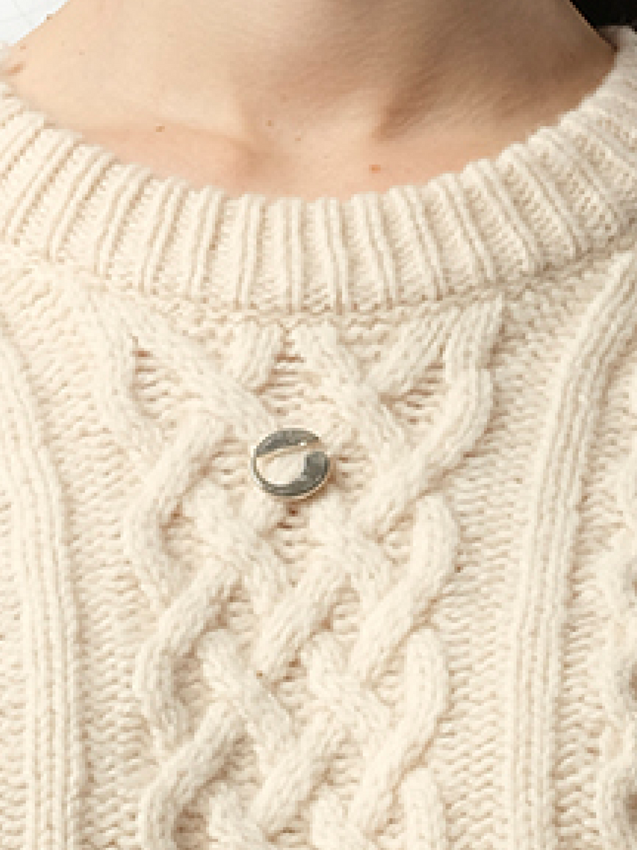 Shredded Knit Sweater in Beige
