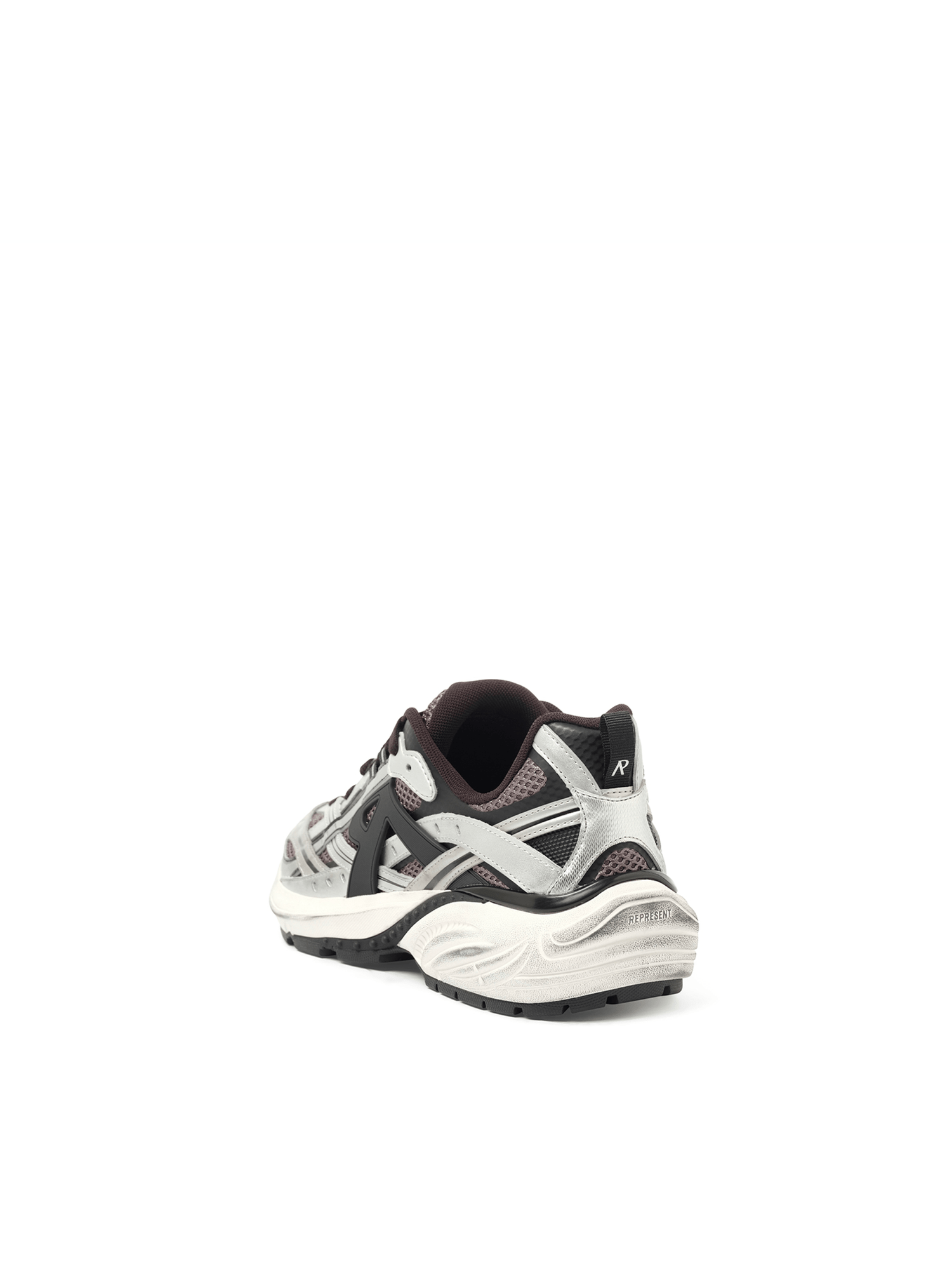 Storm Runners Sneakers in Silver/Black Back View | REPRESENT